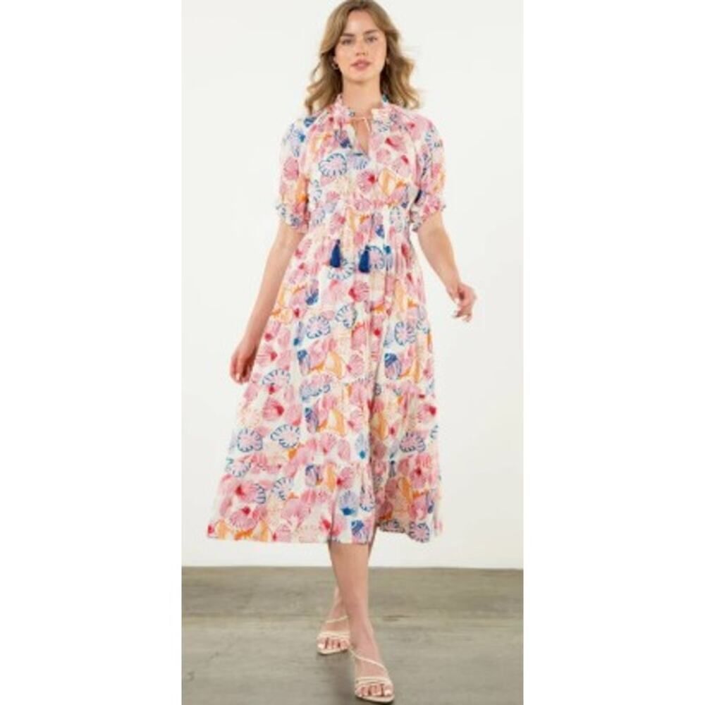 THML Kat Beach Treasure Tiered Maxi Dress NWT Sz. L